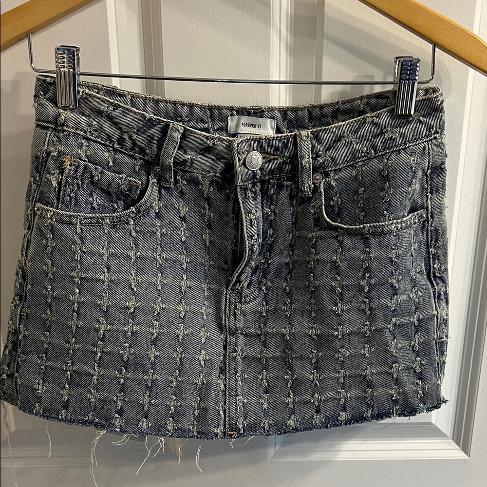 Forever 21 Patterned Mini Jean Skirt